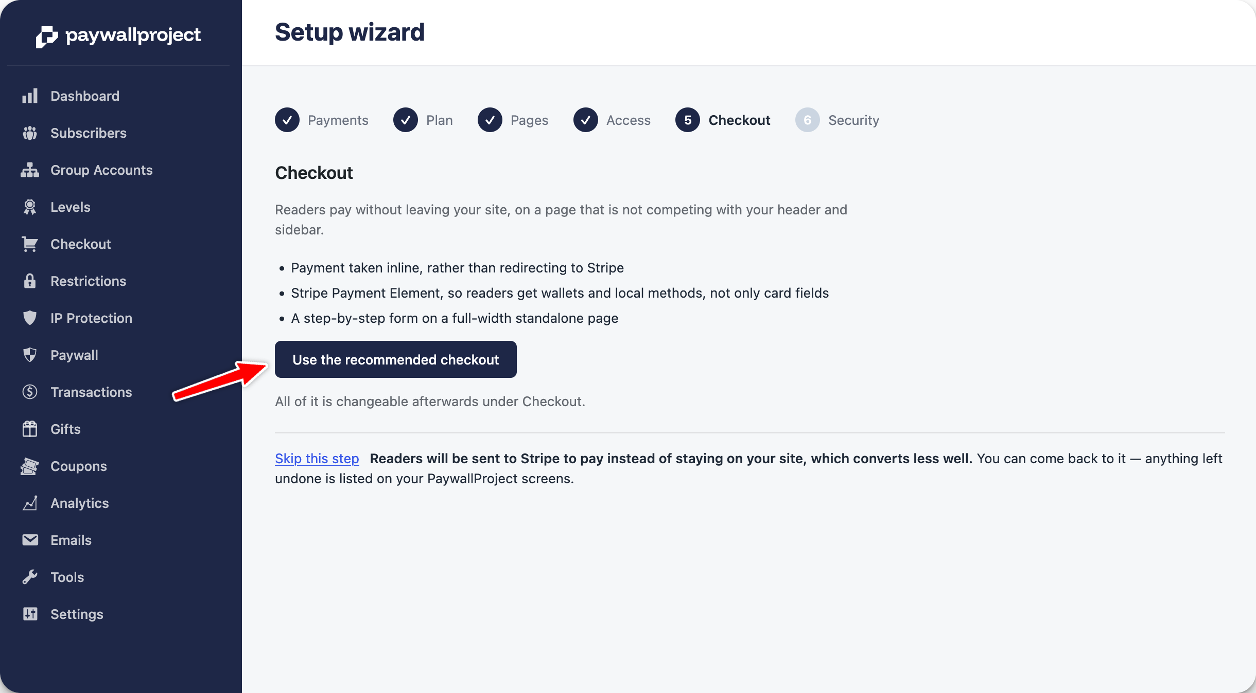 Checkout step